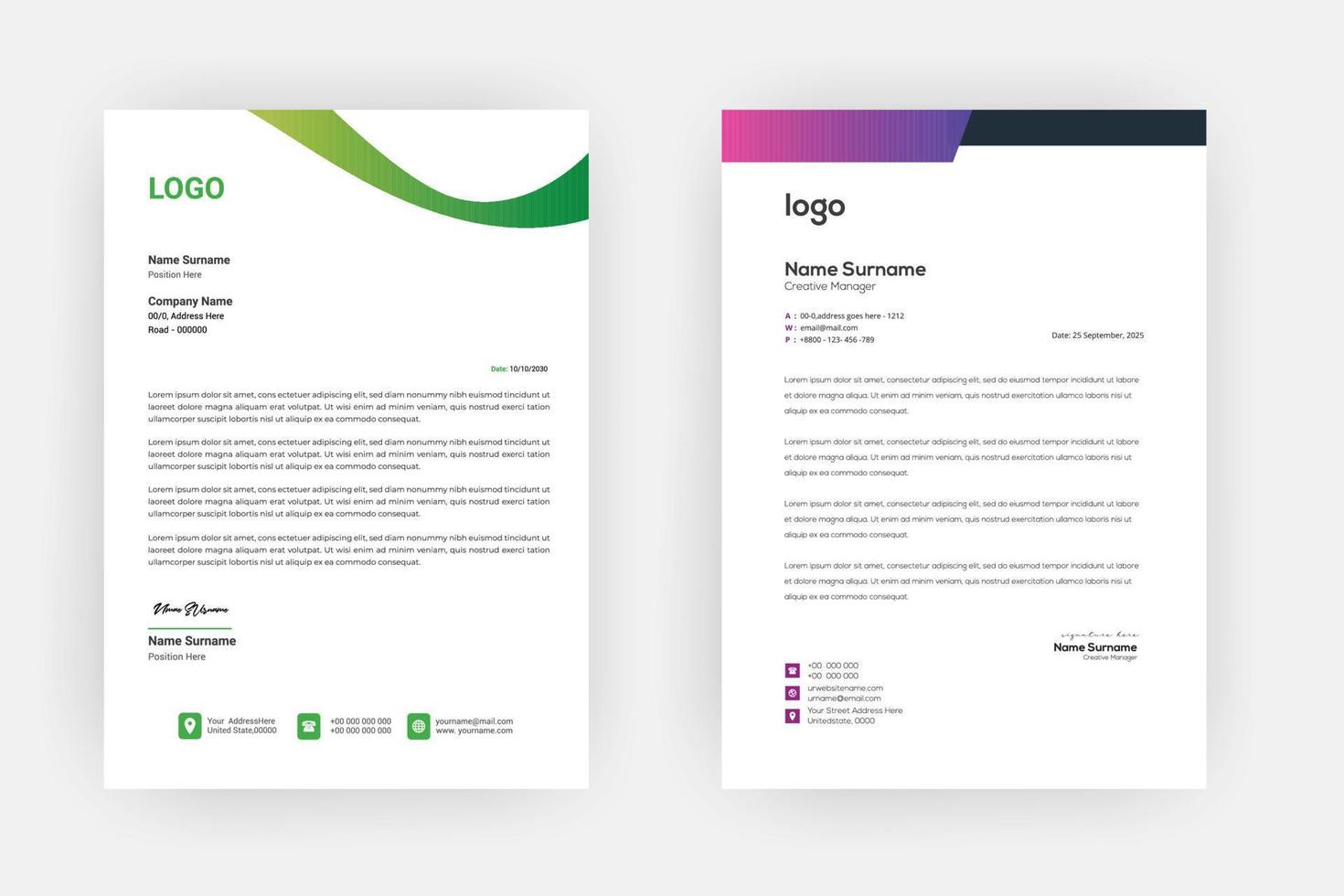 Creative letterhead , Elegant and minimalist style letterhead template design,A4 sizes vector