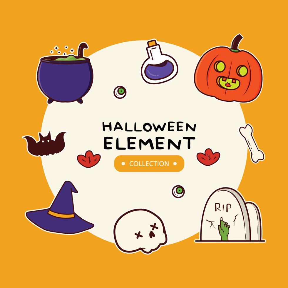 halloween element collection set vector