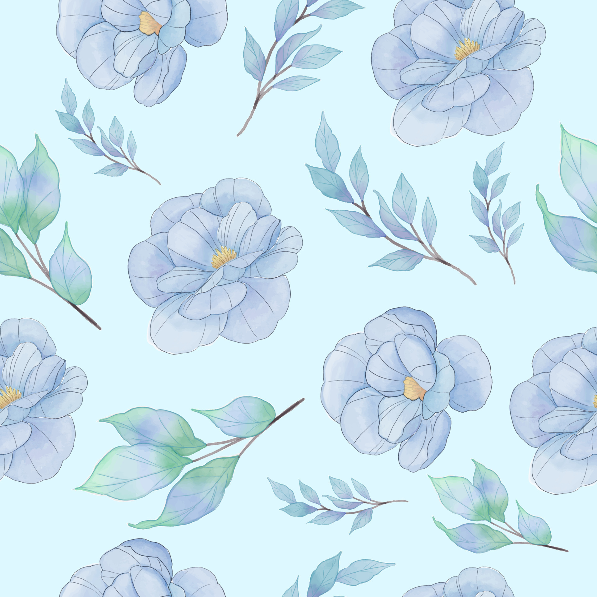 Blue Flower Seamless 11855709 Vector Art at Vecteezy