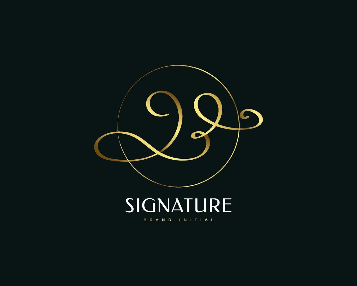 logotipo de la firma de la letra b de oro de lujo. logotipo de letra b elegante y minimalista con estilo de escritura a mano vector