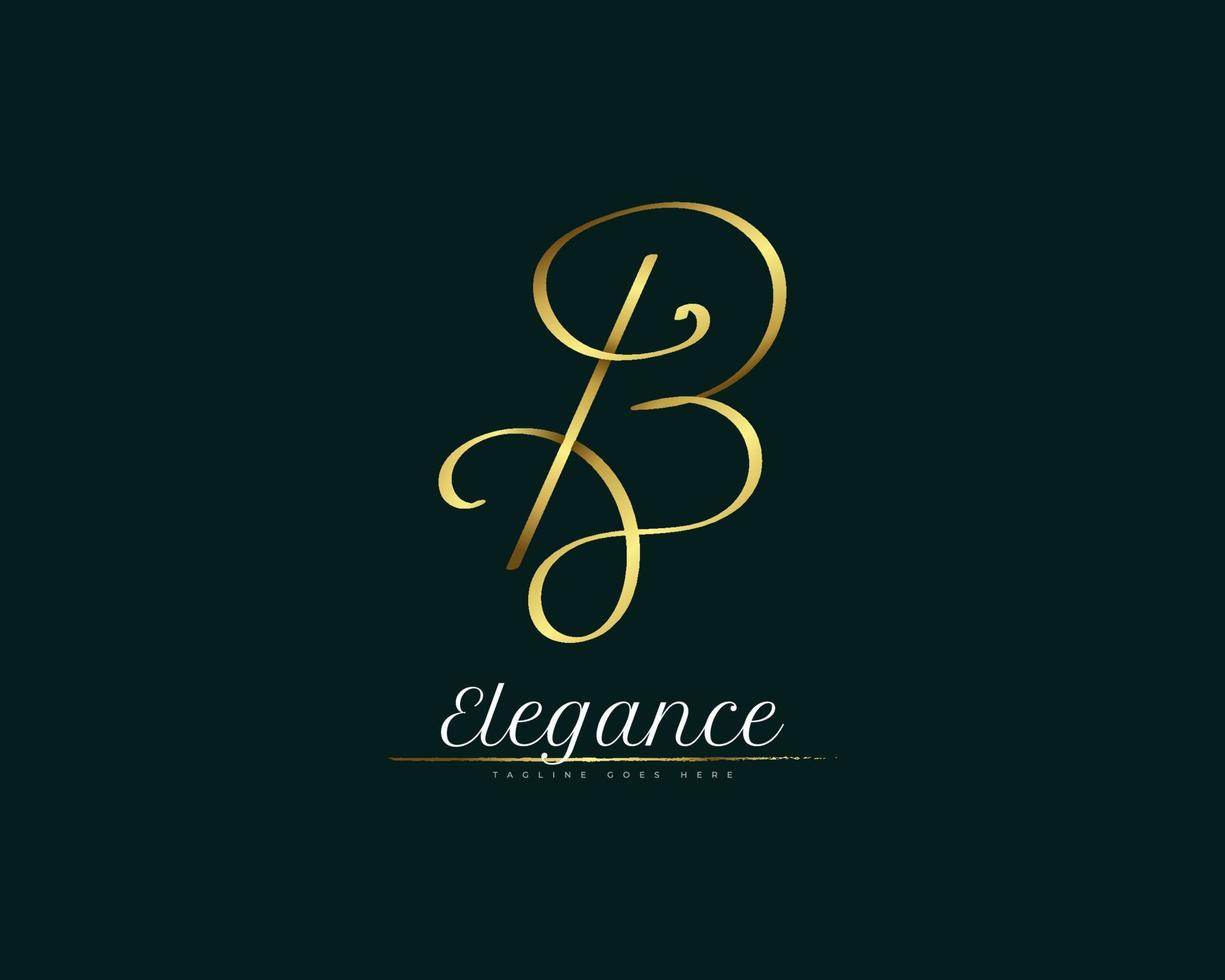 logotipo de la firma de la letra b de oro de lujo. logotipo de letra b elegante y minimalista con estilo de escritura a mano vector