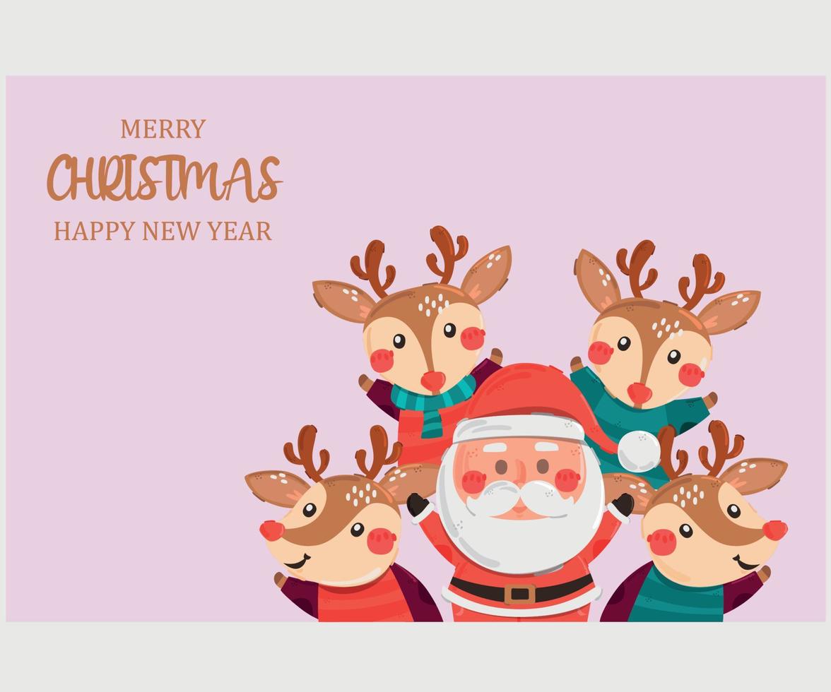 Santa Claus and Deer Background Illustration vector