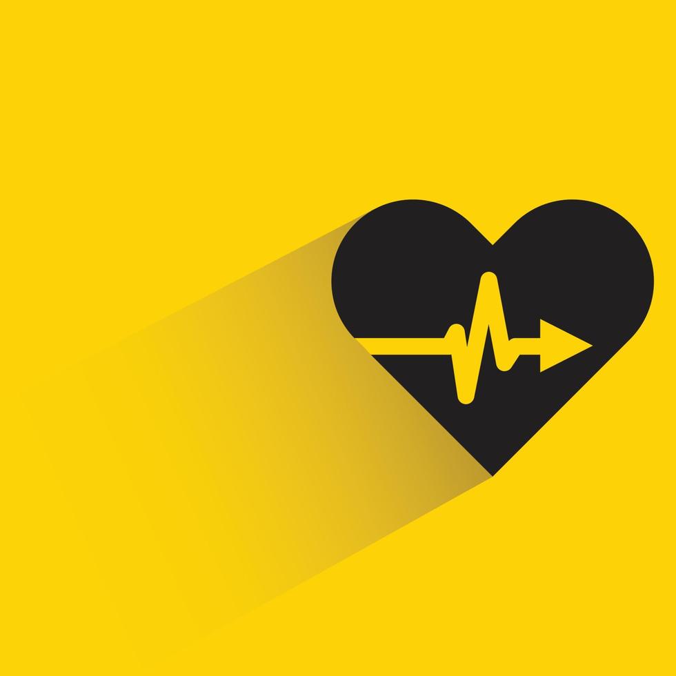 corazón y pulso en la ilustración de vector de fondo amarillo