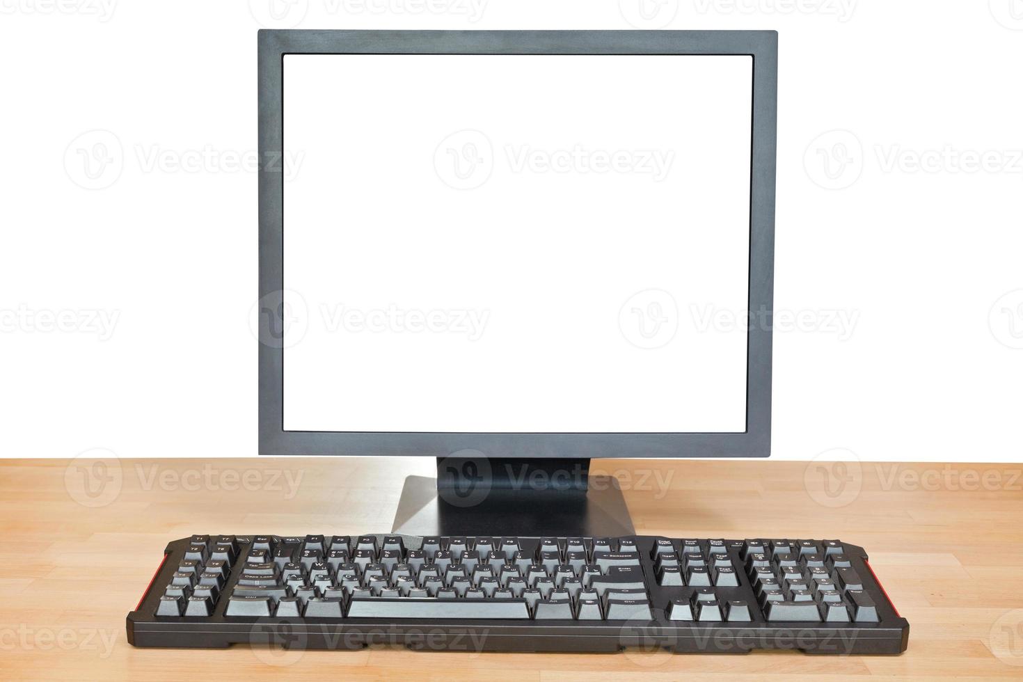 black display with cutout screen and keyboard photo