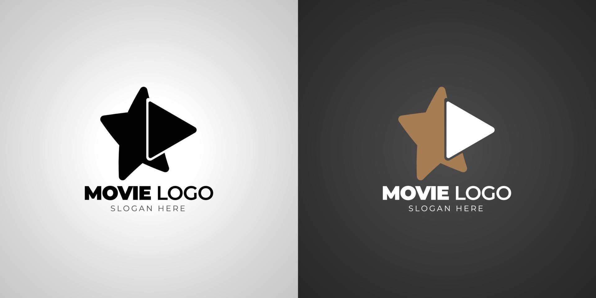 logotipo de película de cine con estrella y plantilla de fondo degradado vector