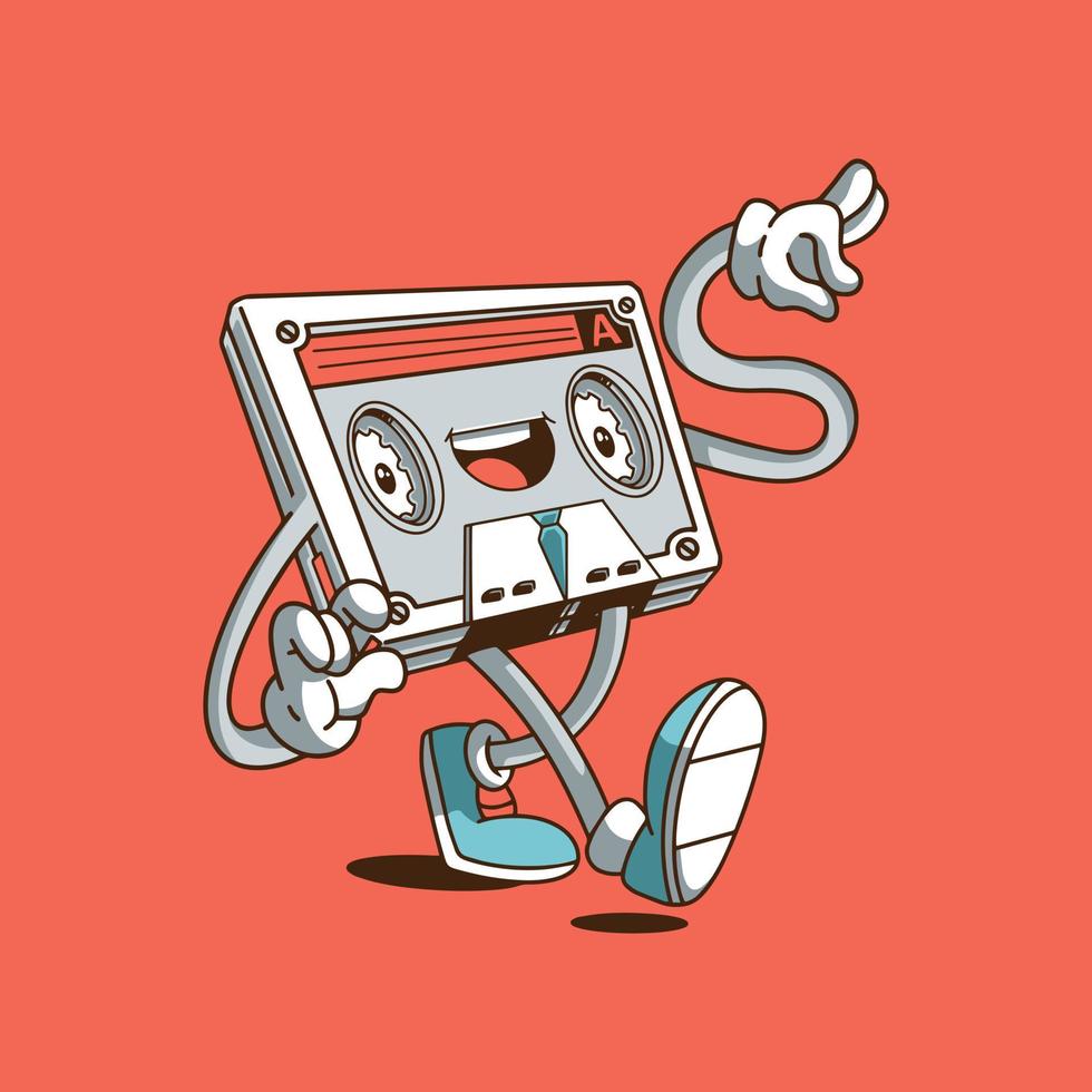 illustration of cute cassette character logos vector