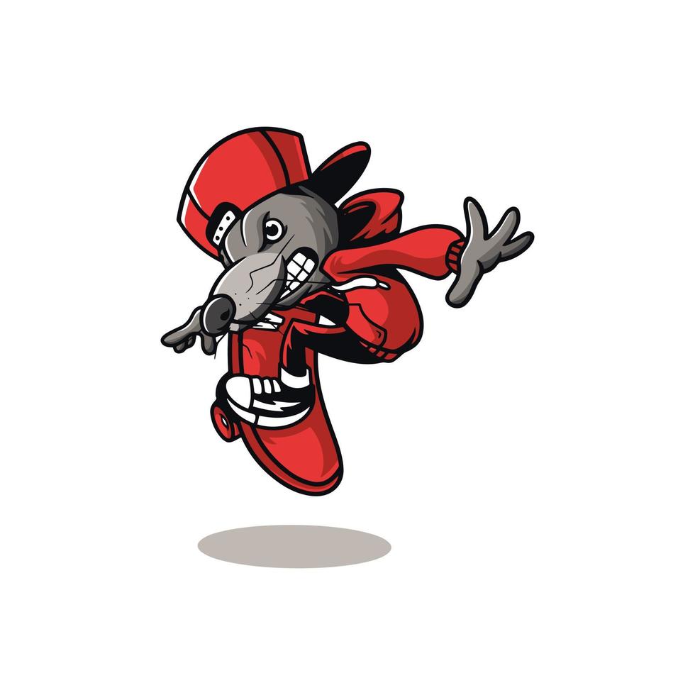 ilustración del logo de la patineta con personajes de ratón vector