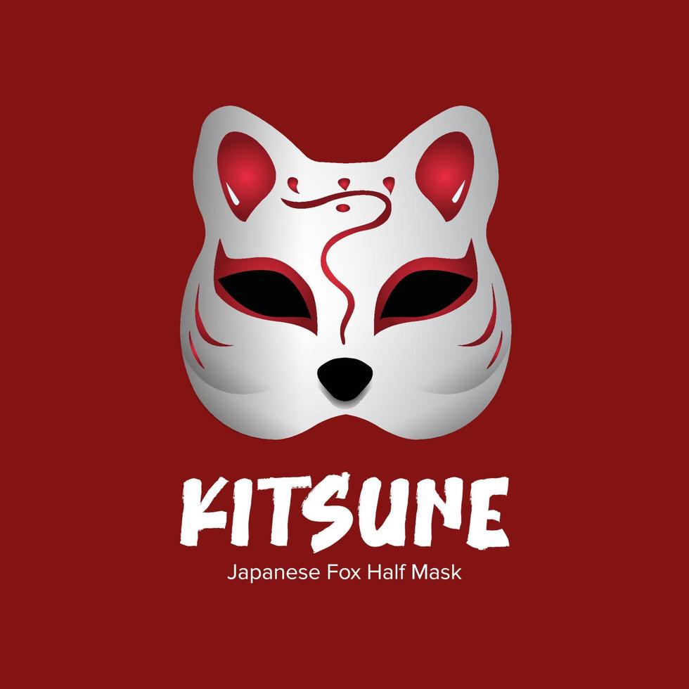 Japanese Fox Half Mask Kitsune vector