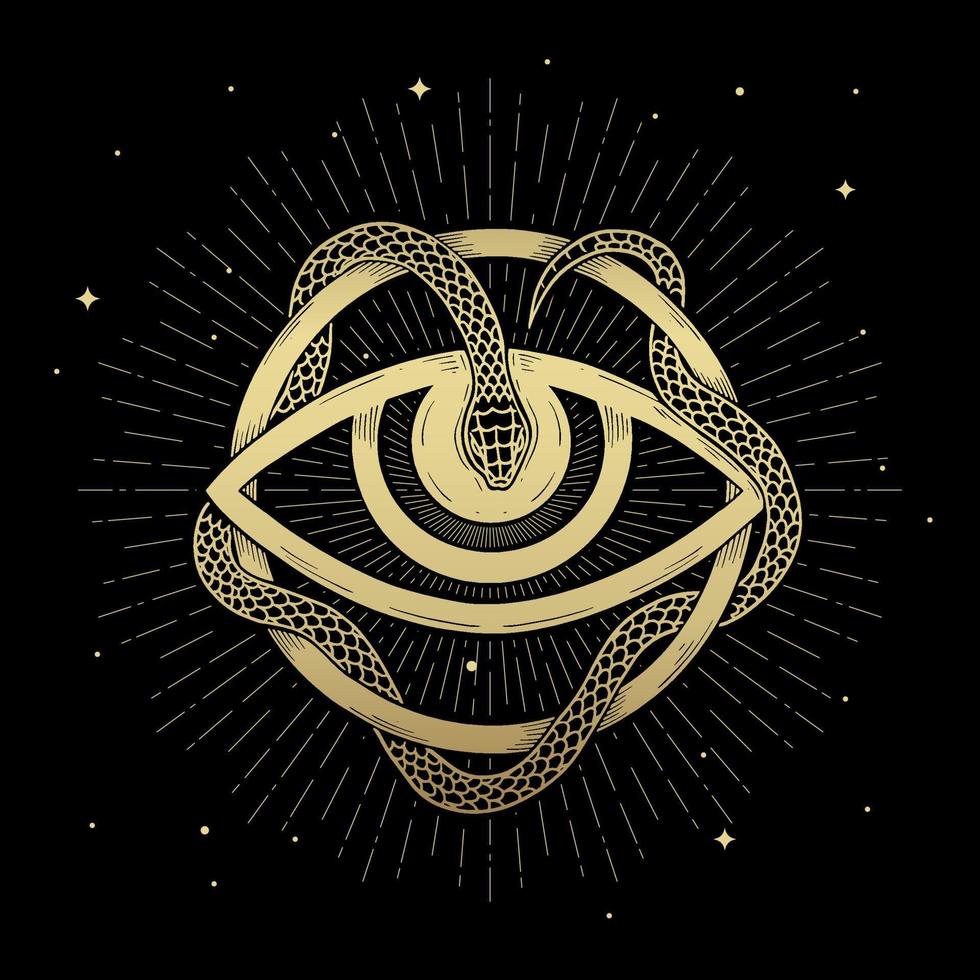 One eye symbol wrapped by a snake vector