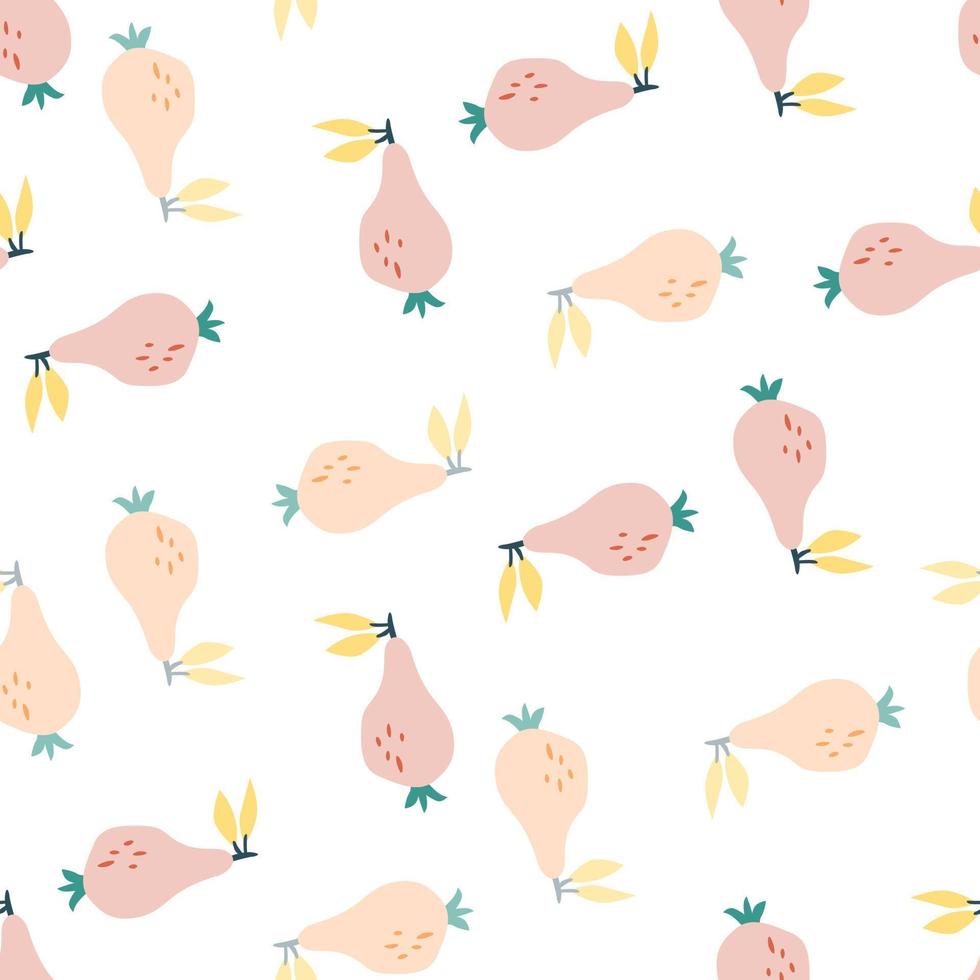 Hand drawn pears seamless pattern. Fruits botanical backdrop. vector