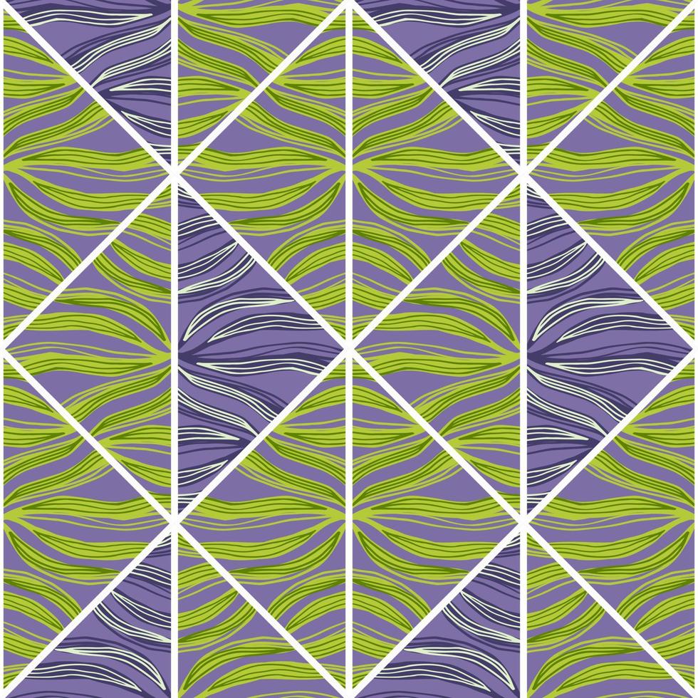 patrón sin costuras de mosaico de follaje contorneado. azulejo abstracto de hojas de palma. vector