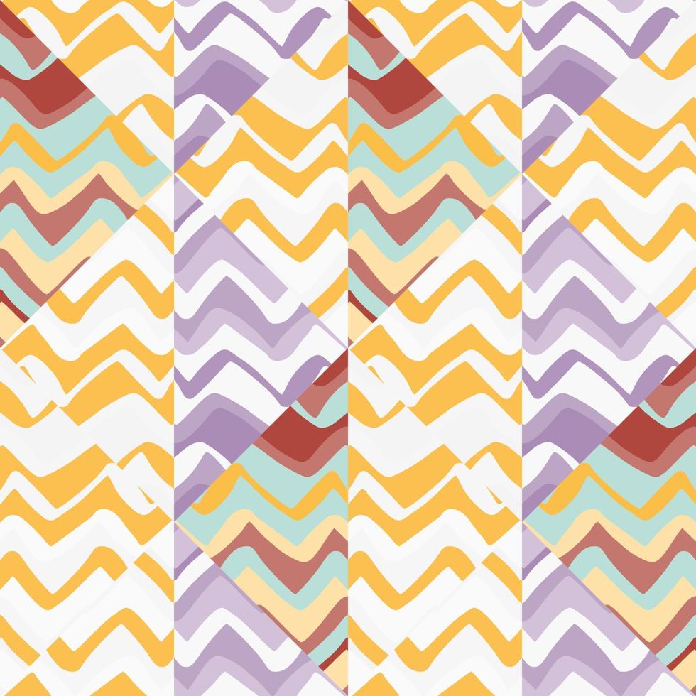 Creative zigzag mosaic seamless pattern. Hand drawn wave tile endless wallpaper. Abstract line ornament. vector