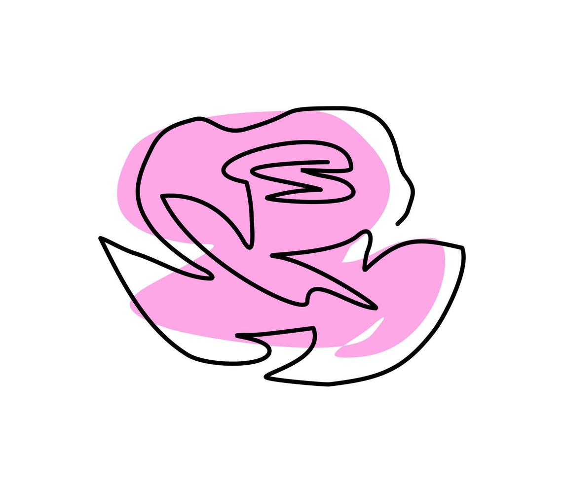 rose stylized one line. flower art continuous outline. rose icon thin line isolate vector