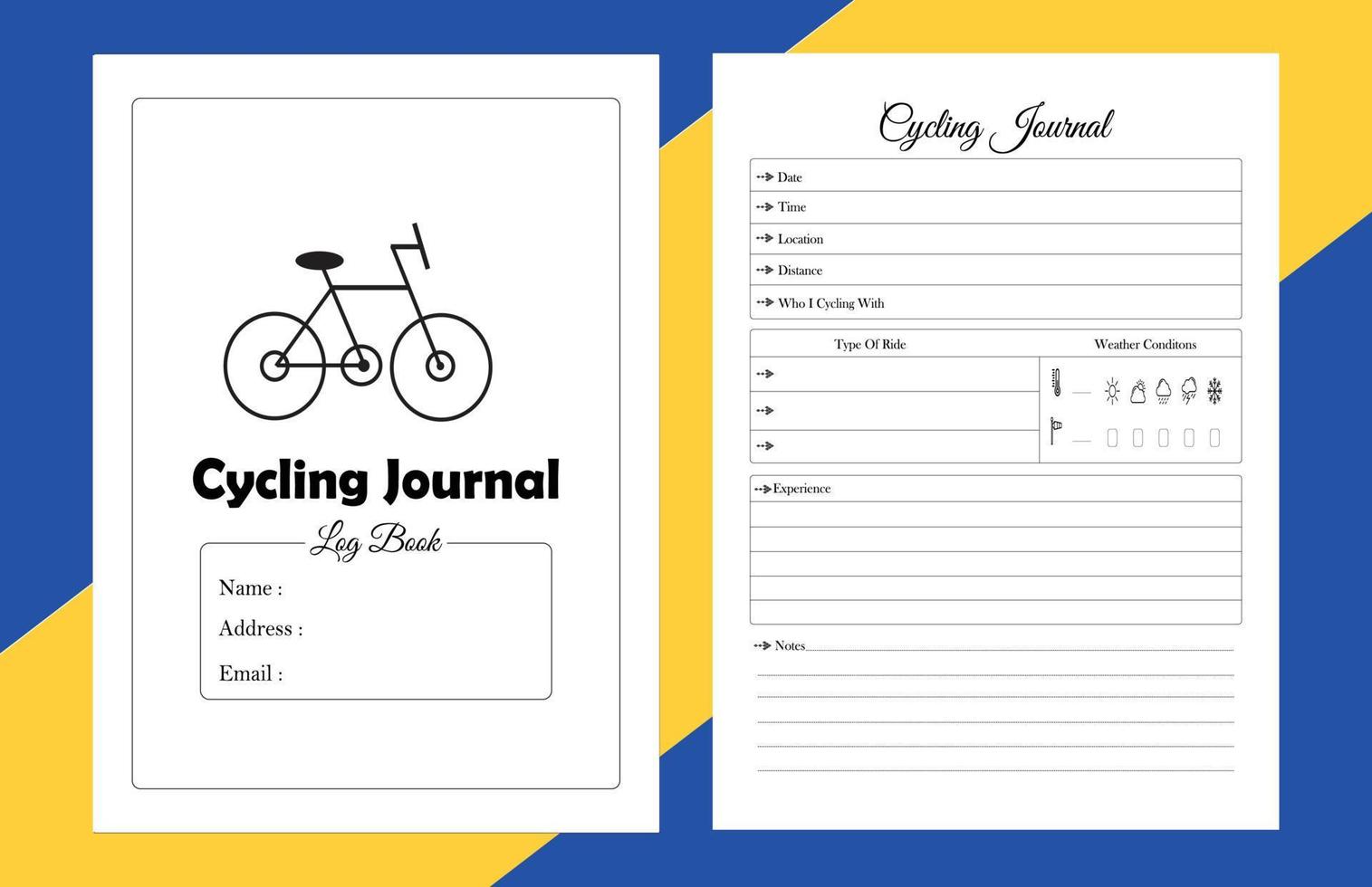 Cycling Journal Log book vector