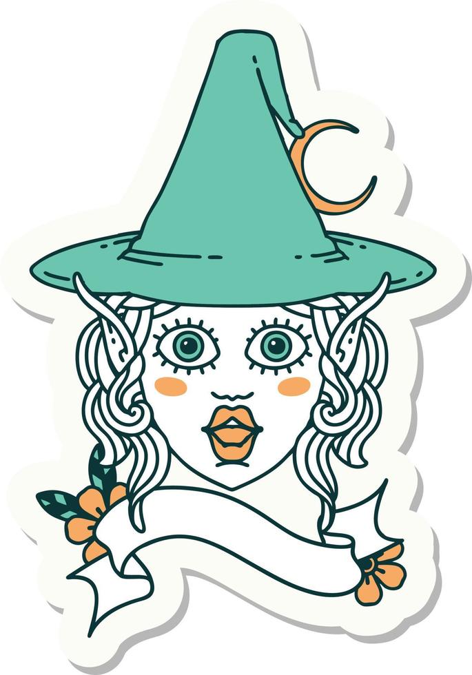 sticker of a elf mage character face vector