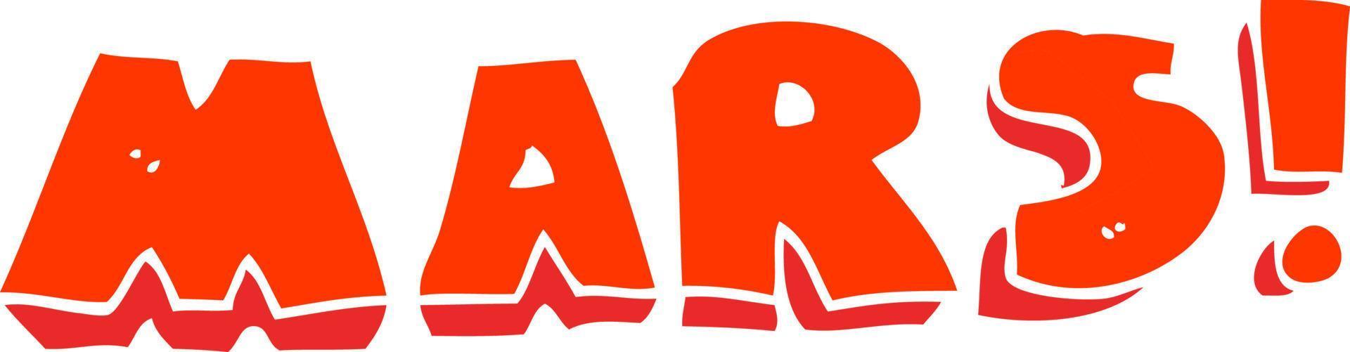 flat color illustration of Mars text symbol vector