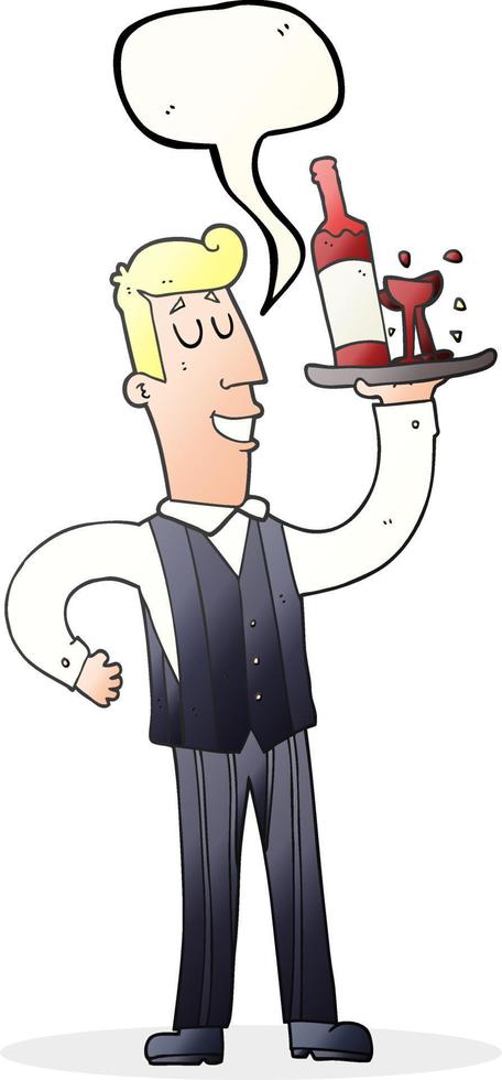 freehand drawn speech bubble cartoon waiter vector