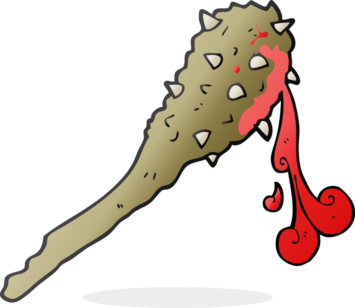 freehand drawn cartoon bloody stone age club vector