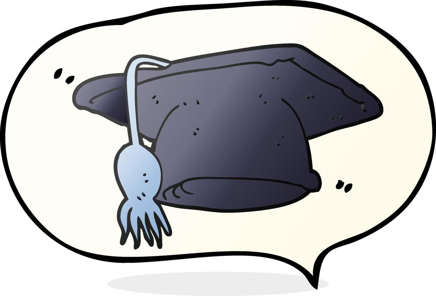 freehand drawn speech bubble cartoon graduation cap vector