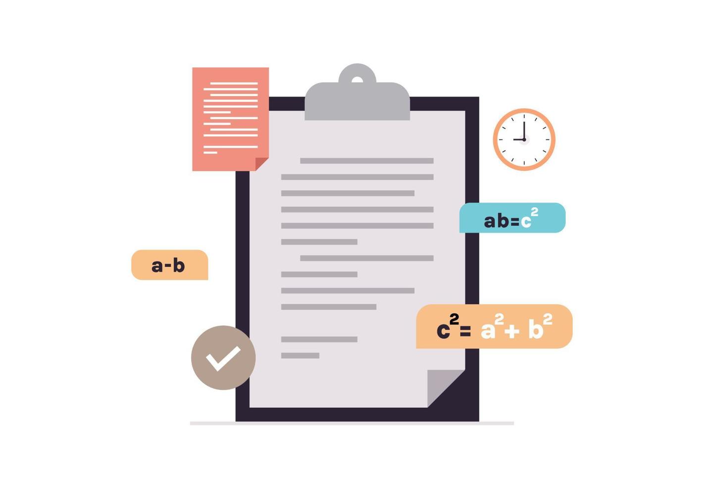 Homework and studying solving mathematical examples education concept flat vector illustration.