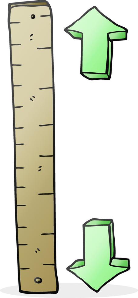 freehand drawn cartoon wooden ruler vector