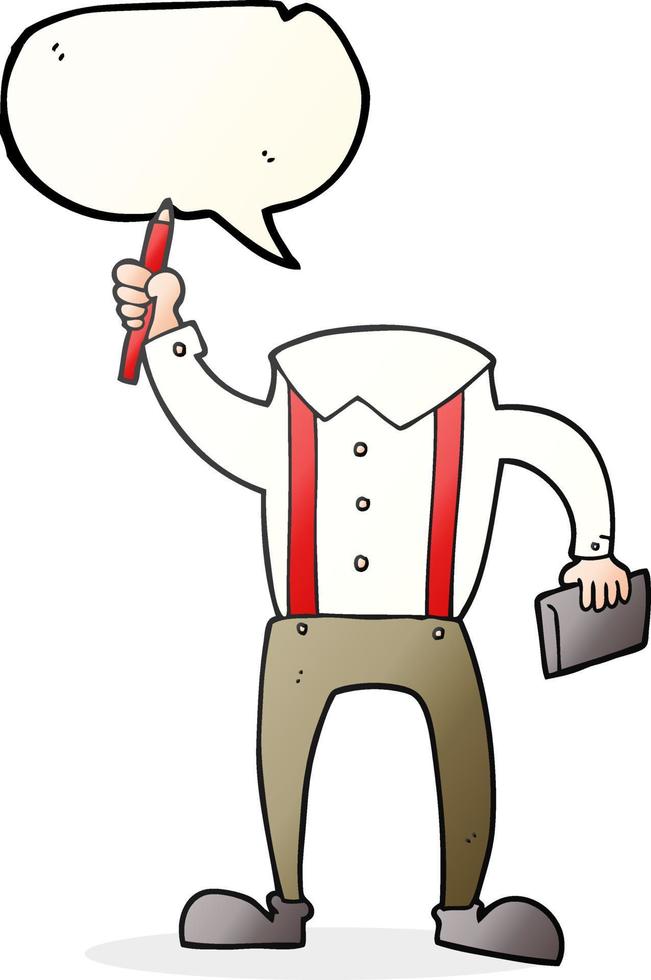 freehand drawn speech bubble cartoon headless body with notepad and pen  add own photos vector