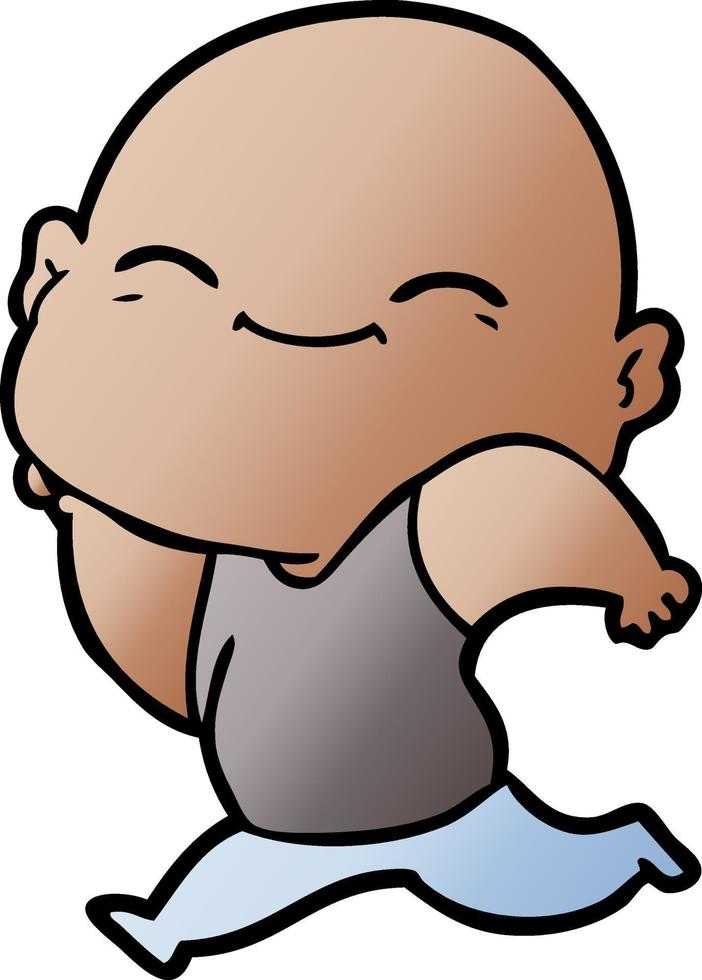 cartoon happy bald man vector