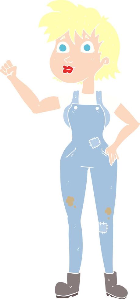 flat color illustration of confident farmer woman vector