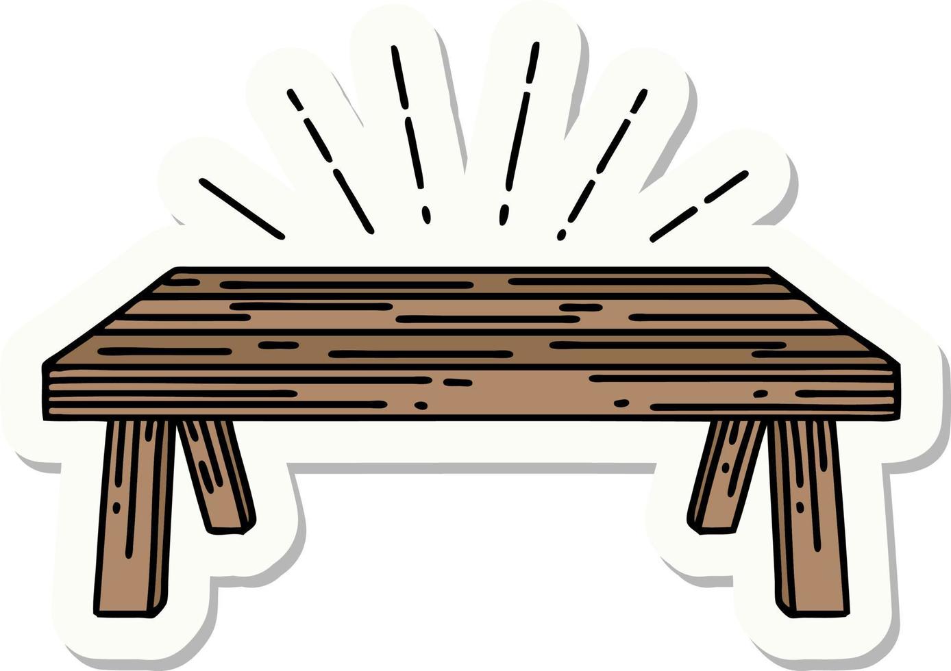 pegatina de una mesa de madera estilo tatuaje vector