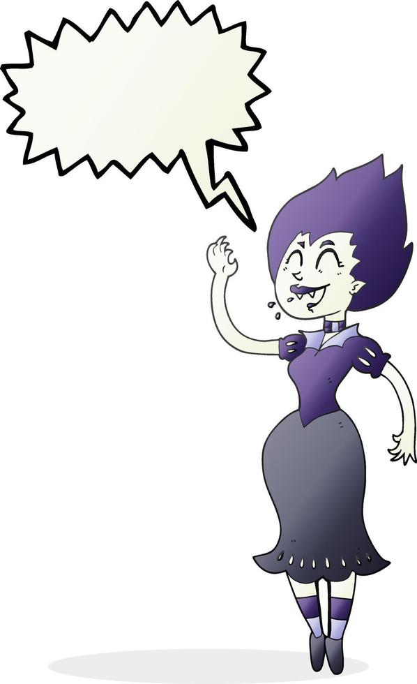 freehand drawn speech bubble cartoon vampire girl vector