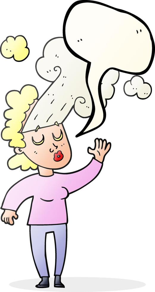 freehand drawn speech bubble cartoon woman letting off steam vector