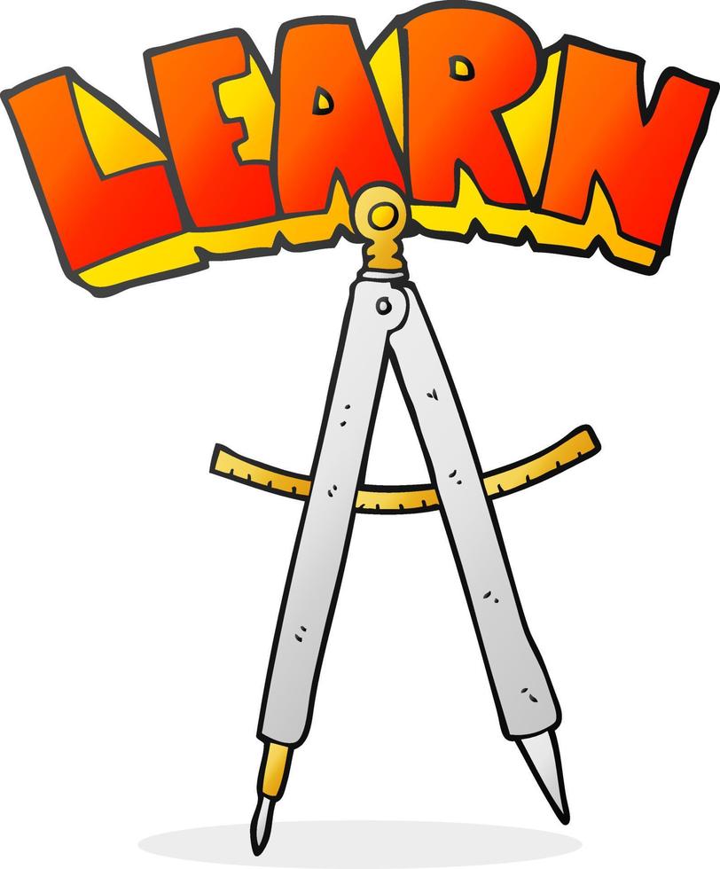 freehand drawn cartoon maths compass vector
