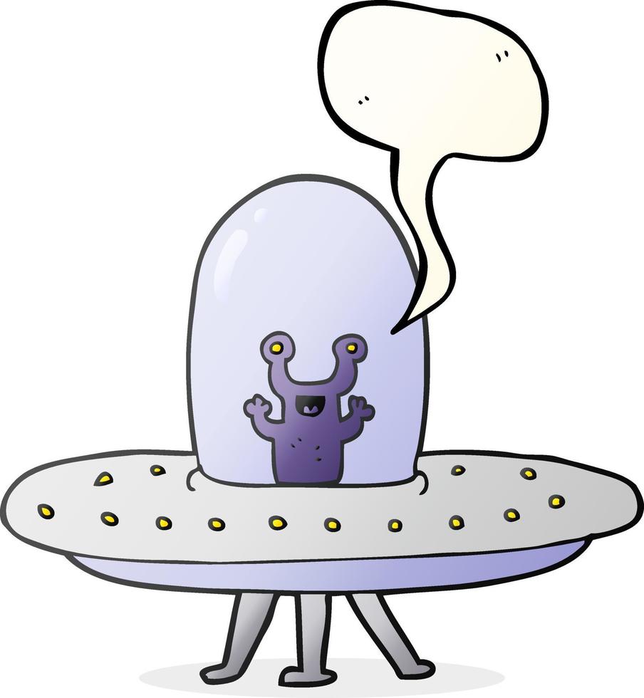 freehand drawn speech bubble cartoon flying saucer vector