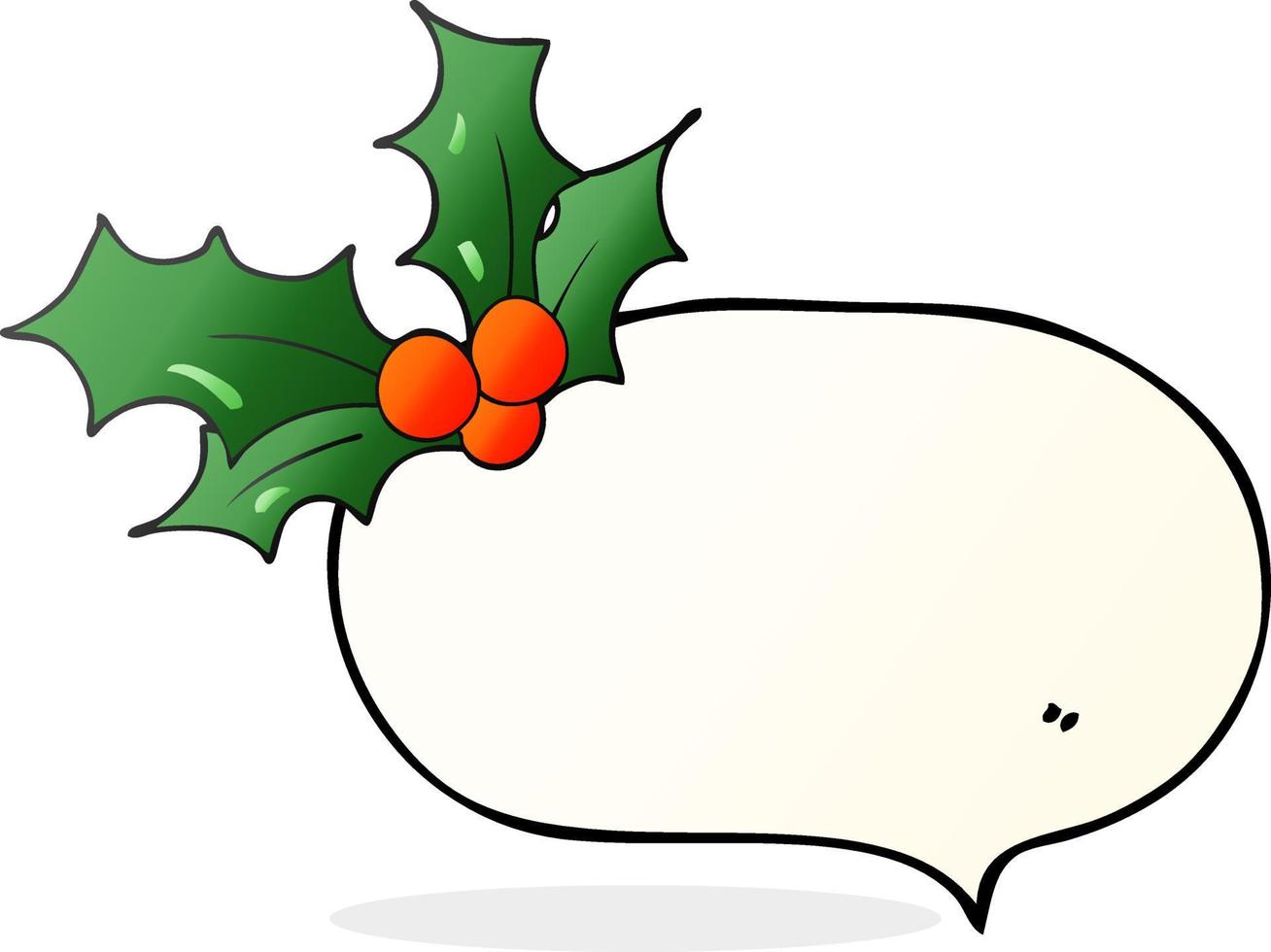 freehand drawn speech bubble cartoon christmas holly vector