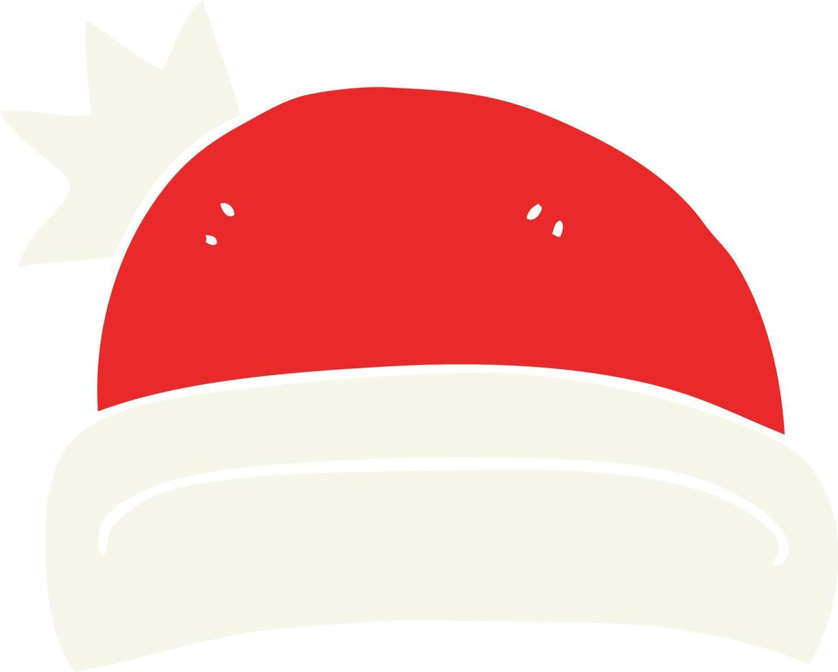 flat color illustration of christmas hat vector