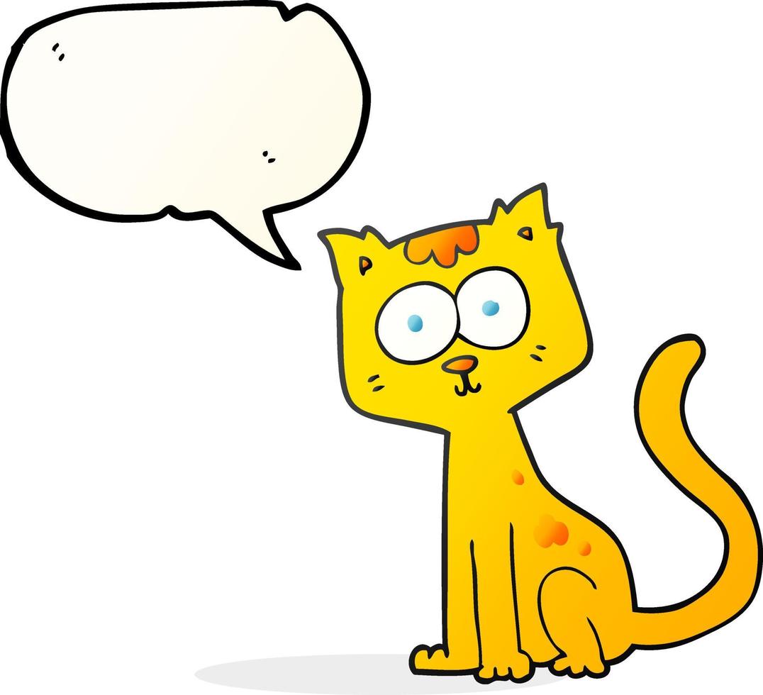 freehand drawn speech bubble cartoon cat vector