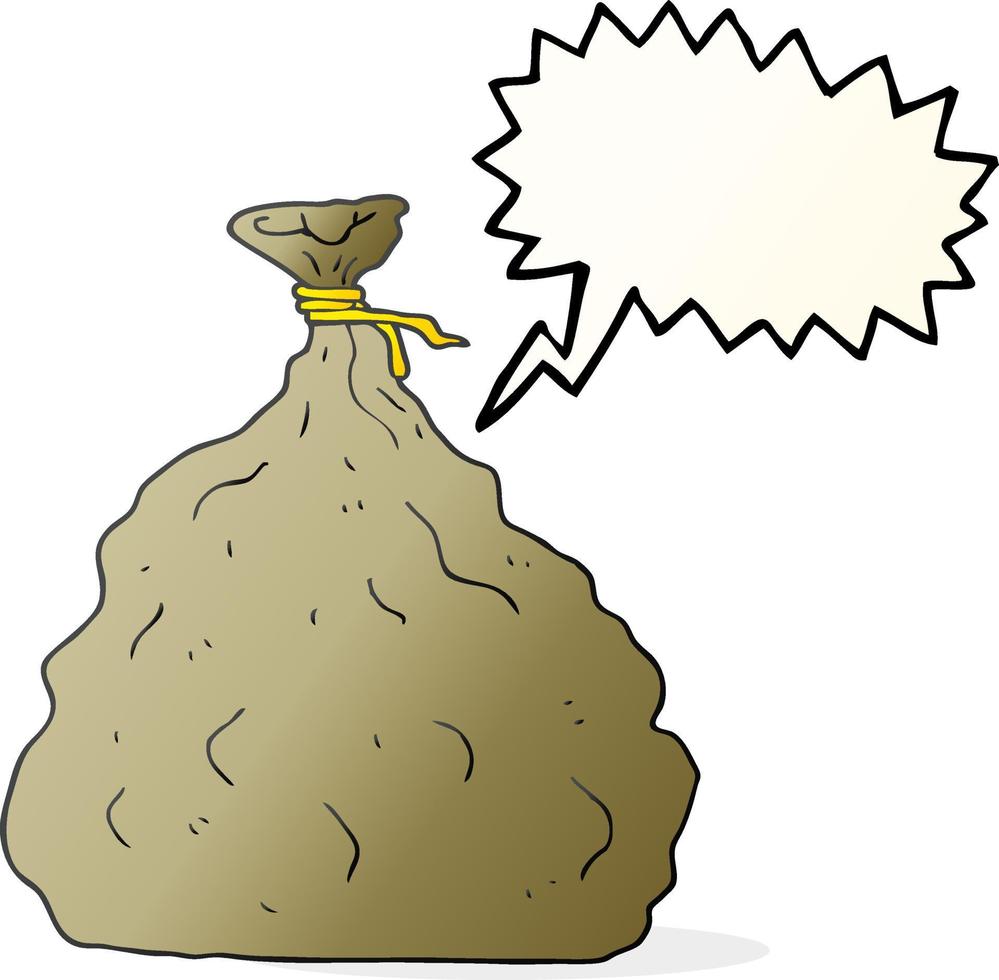 freehand drawn speech bubble cartoon tied sack vector