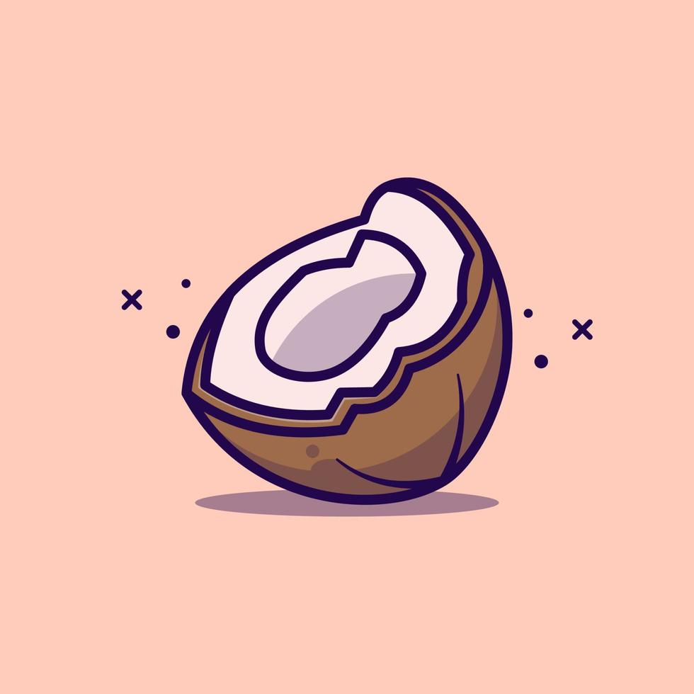 Coconut Fruit Cartoon Icon Illustration.eps vector