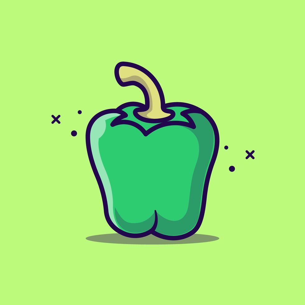 Green Paprika Cartoon Icon Illustration.eps vector