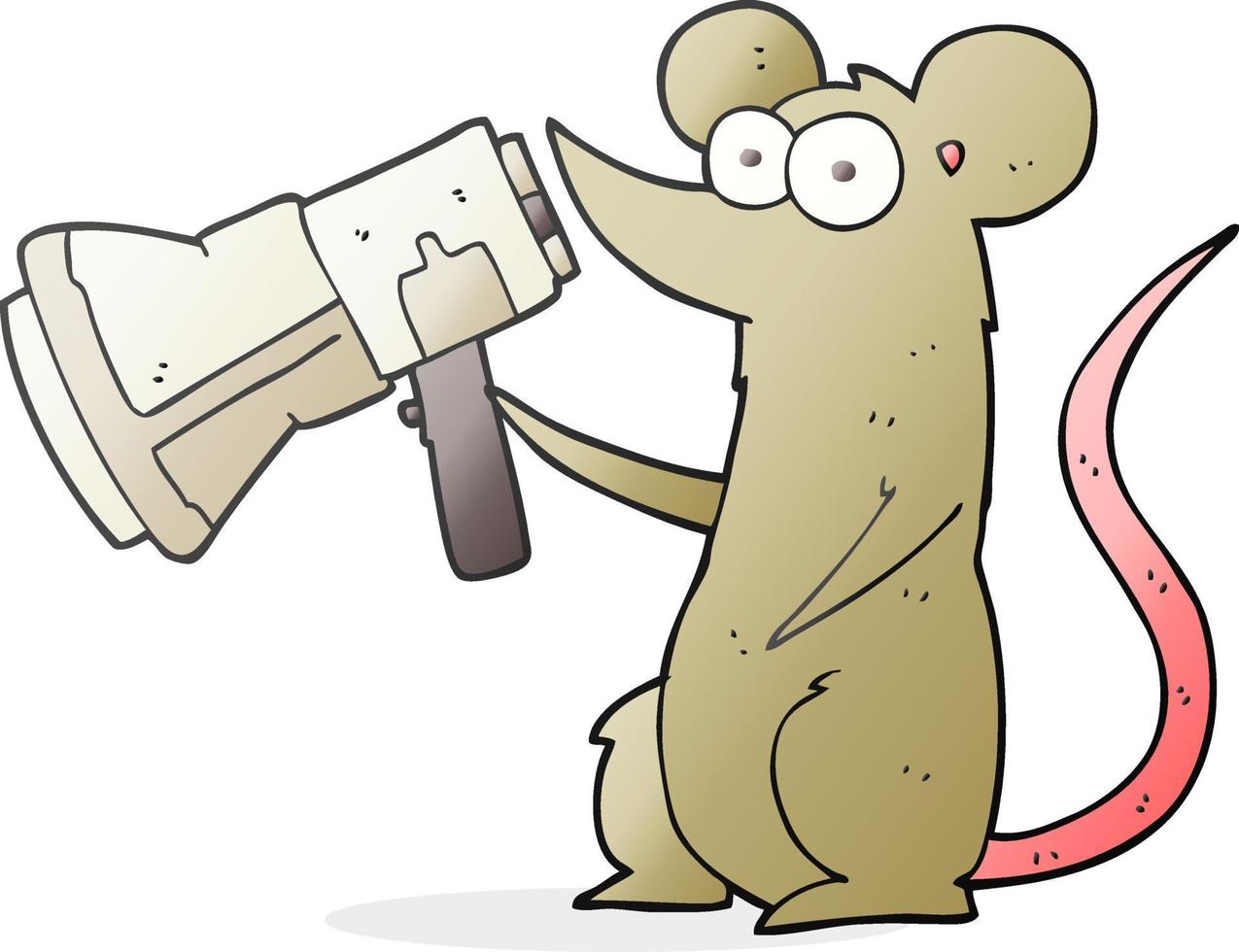 freehand drawn cartoon mouse with megaphone vector