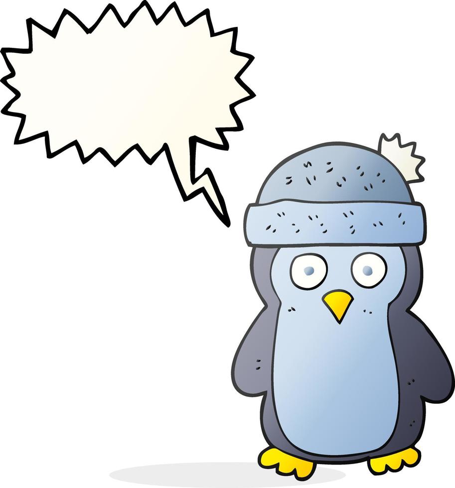 freehand drawn speech bubble cartoon penguin vector