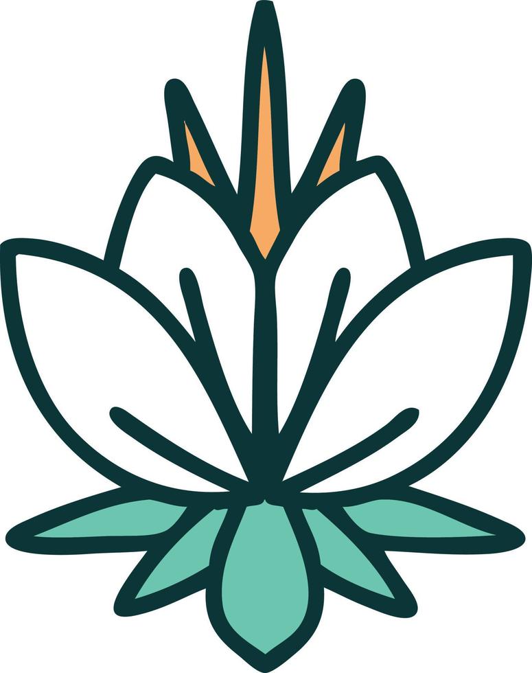iconic tattoo style image of a water lily vector