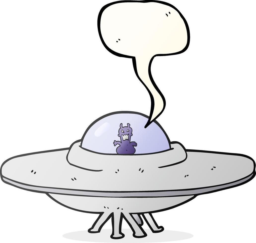 freehand drawn speech bubble cartoon UFO vector