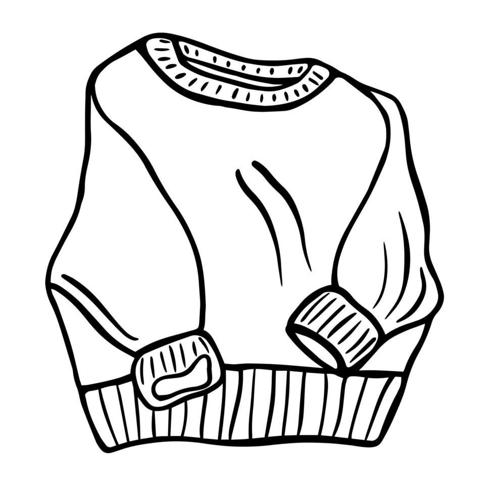 Black doodle of a sweater. Hand-drawn sweater illustration. vector