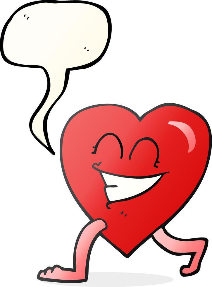 freehand drawn speech bubble cartoon walking heart vector