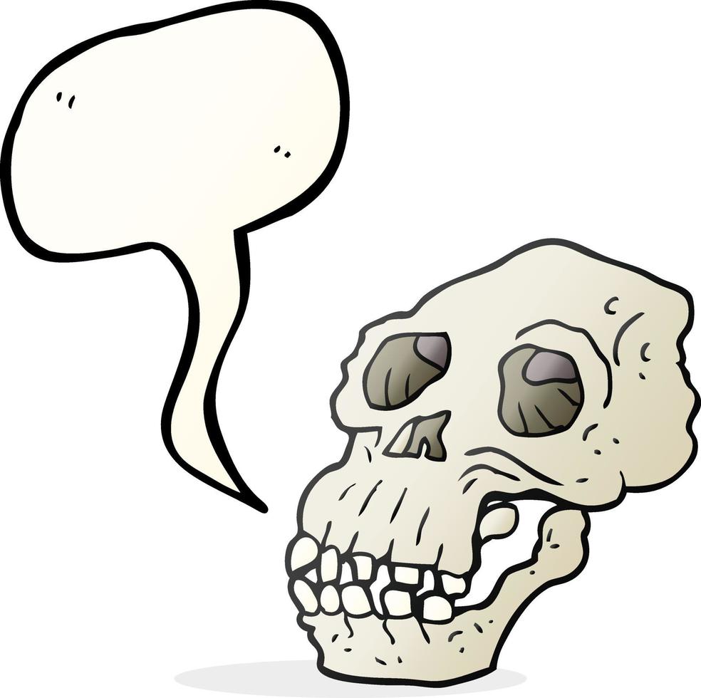 freehand drawn speech bubble cartoon ancient skull vector