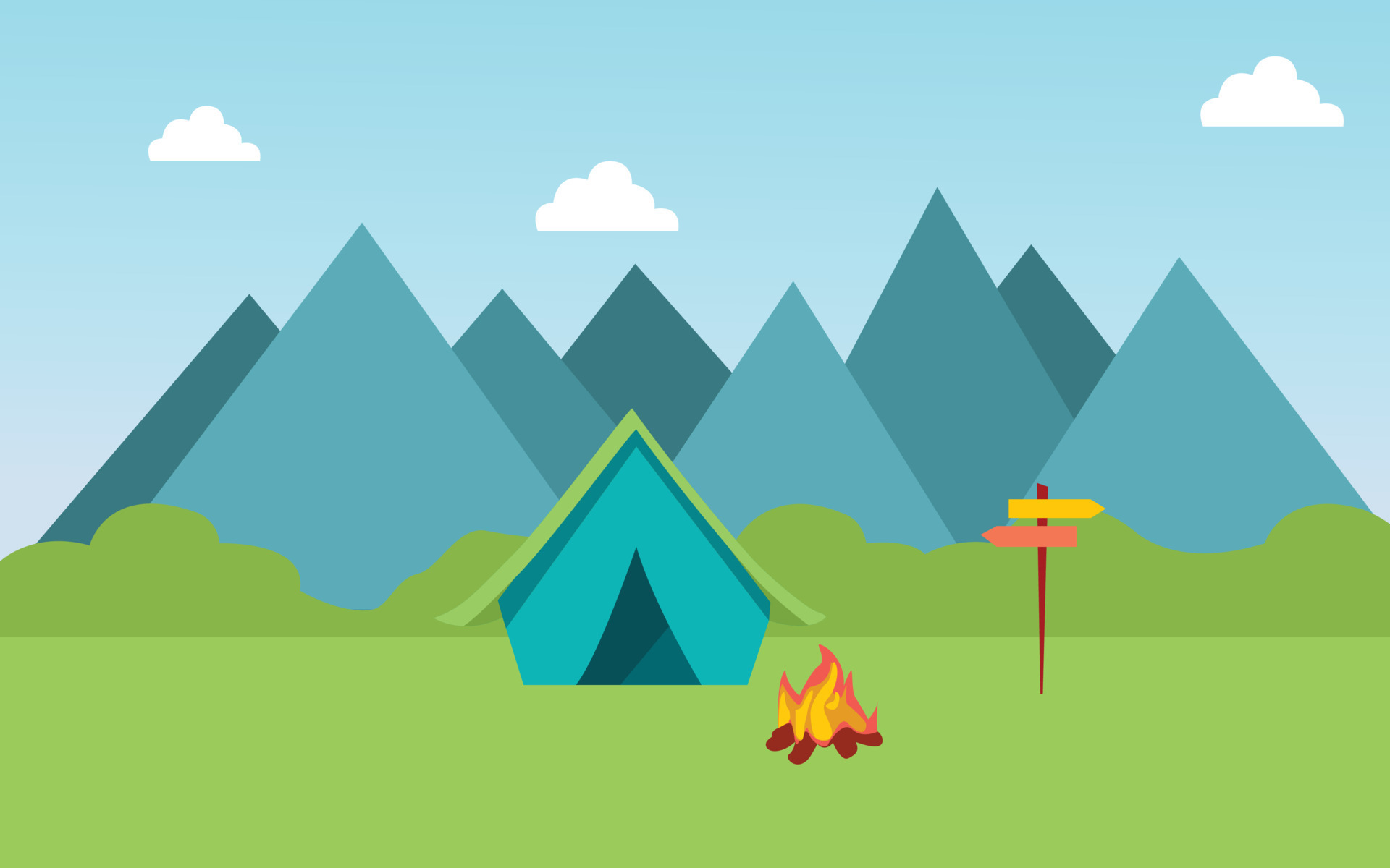 illustration of a hillside campsite 11856896 Vector Art at Vecteezy