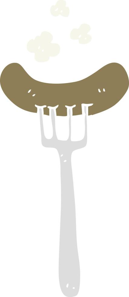 ilustración de color plano de salchicha cocida vector