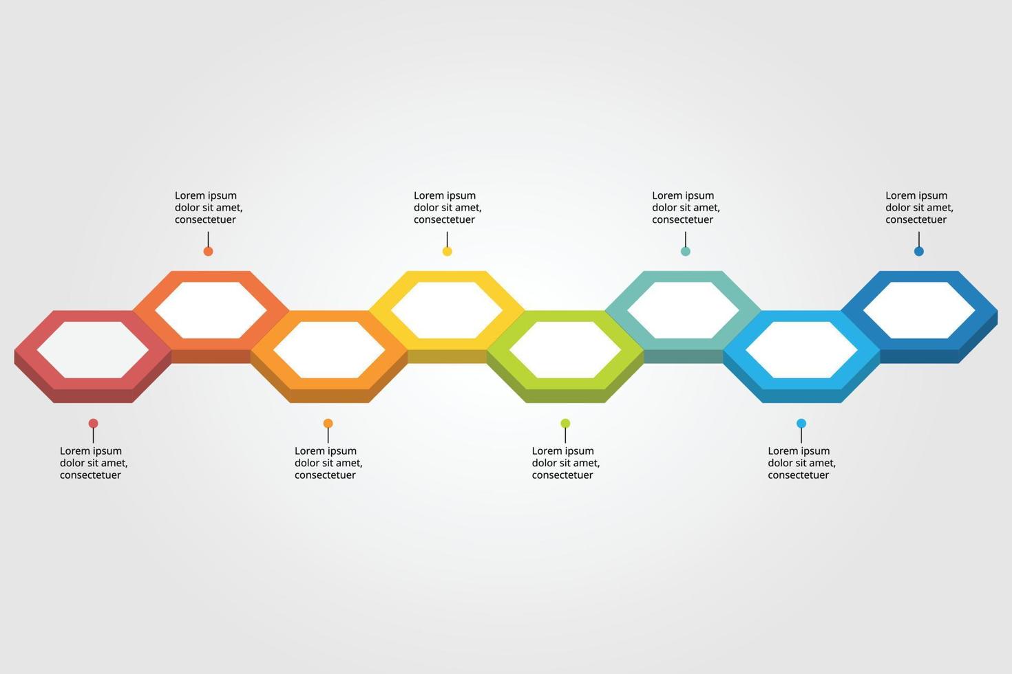 plantilla de gráfico de línea de tiempo para infografía para presentación de 8 elementos vector