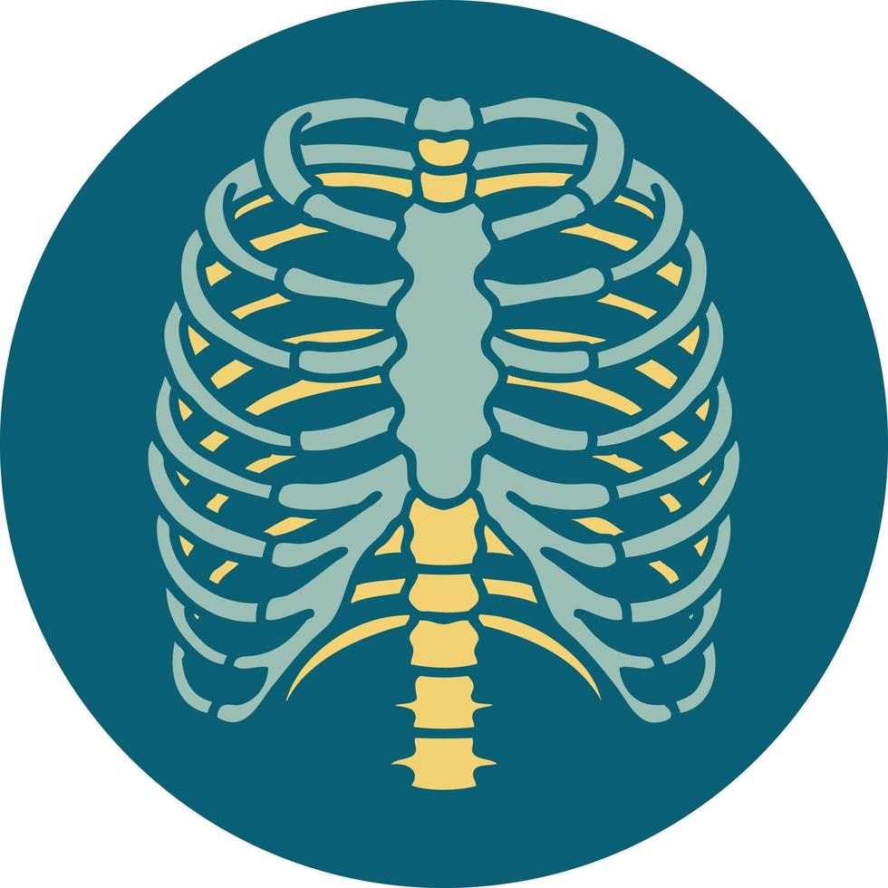 iconic tattoo style image of a rib cage vector